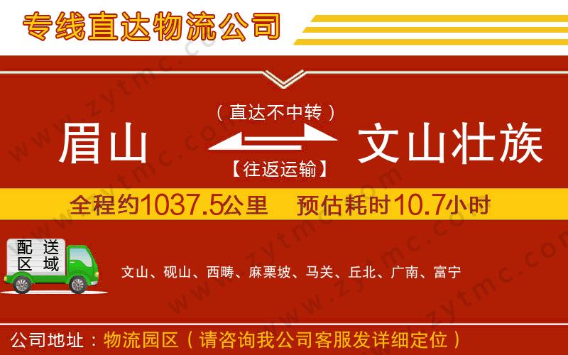 眉山到文山壮族苗族自治州物流专线