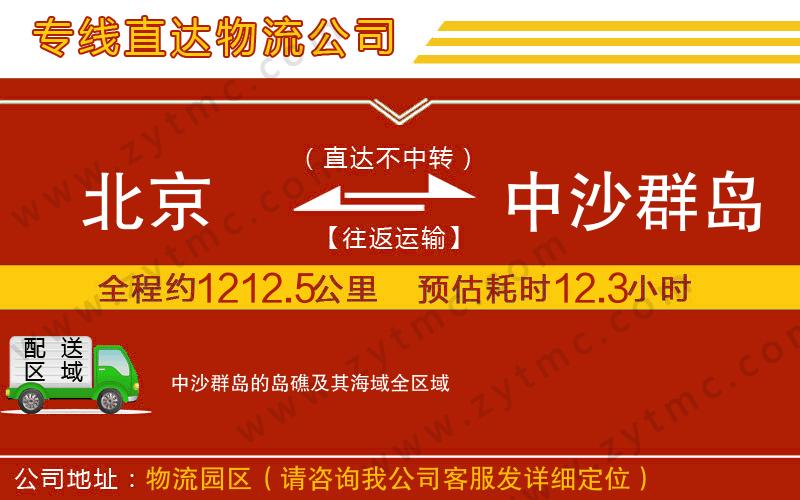 北京到中沙群岛的岛礁及其海域物流专线